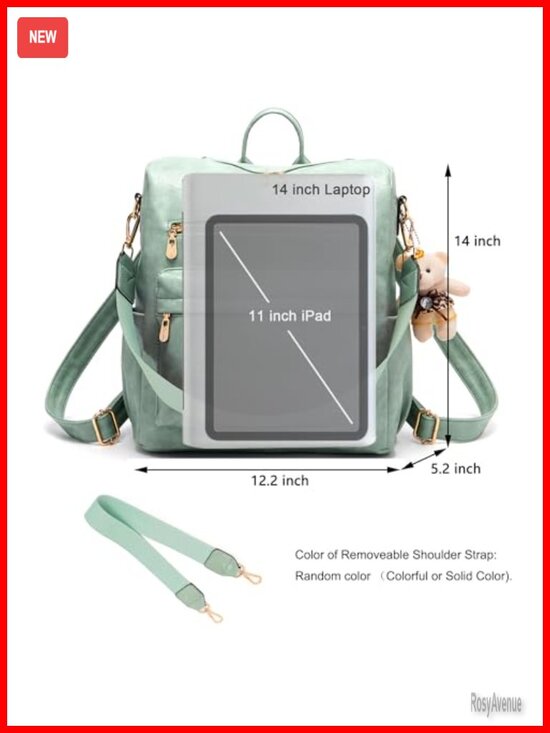 Women\'s Faux Leather Backpack Purse Set with Wallet, Large Capacity Travel main image 4
